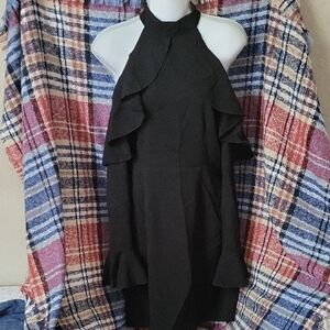 Chic Black Ruffle Long Sleeve Dress